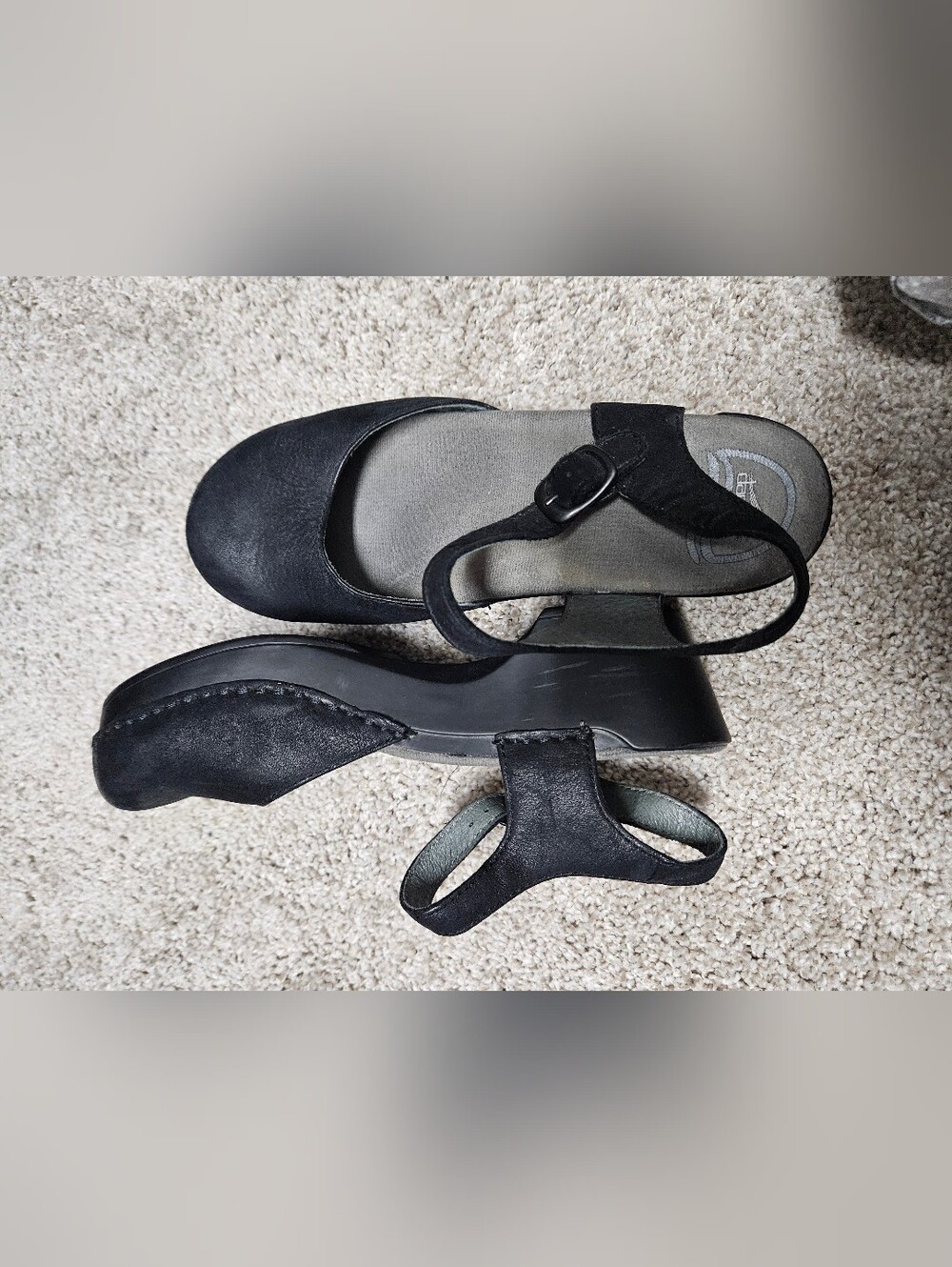 Dansko Women's Black Wedge Mary Jane Sandals